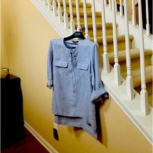 Ellen Tracy Linen Shirt Blouse XL